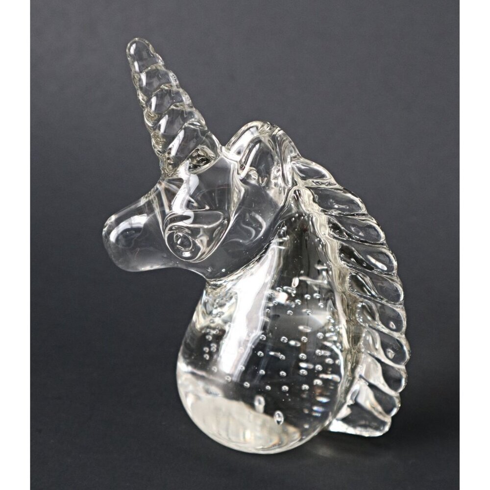 Vintage Murano Glass Unicorn Suspended Controlled Bubbles Paperweight Figurine